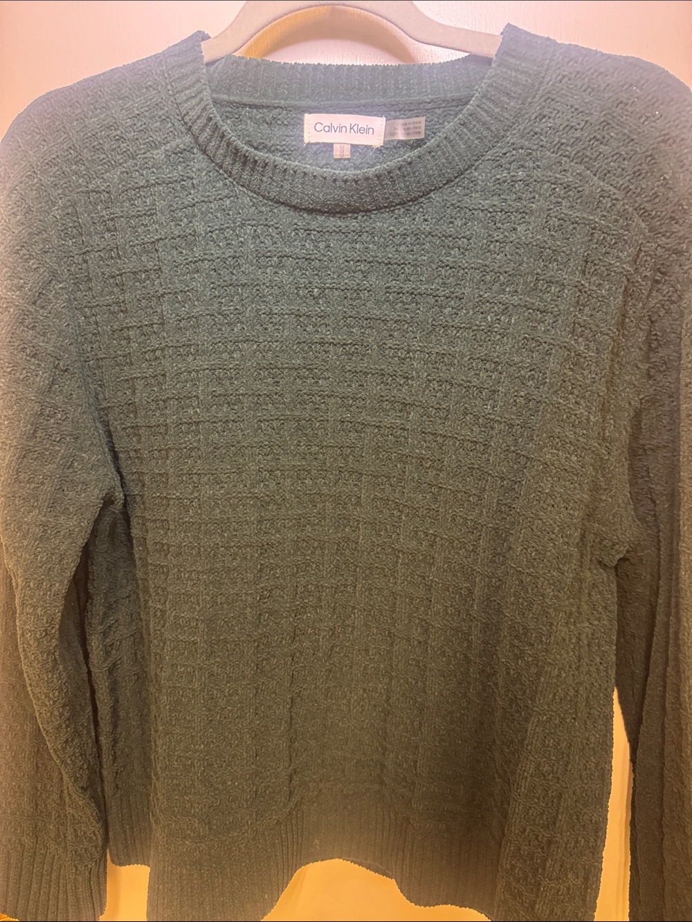 Calvin Klein Dark Green Textured Crewneck Sweater